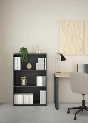 Dmora Camille Bookcase, Office Shelf, Bookcase, Library, 80 x 34 x H 124 cm, Grey
