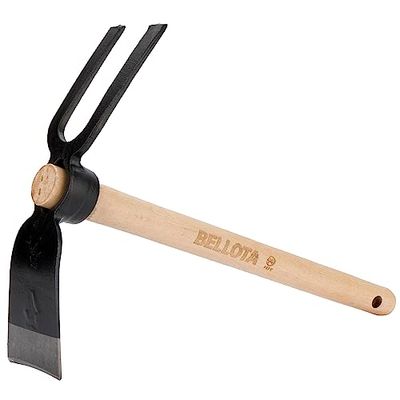 Bellota HOE228AW400AP - Zappetta Forgiata con Sistema Anti-Rotazione - Testa a Doppio Uso - Zappa e Piccone con Manico in Legno - Attrezzi per il Giardinaggio, Orto e Serra