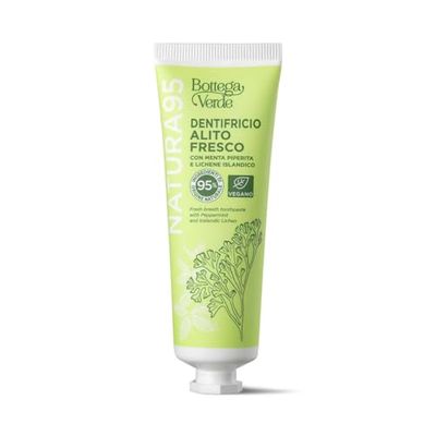 Bottega Verde - Dentifricio Alito Fresco, 75 ml, con Menta Piperita e Lichene Islandico, Azione Rinfrescante, Formula Vegana