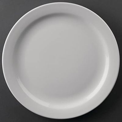 Athena Hotelware smala räfflade tallrikar i vitt porslin – supervitrifierad hållbar glasyr – ugn