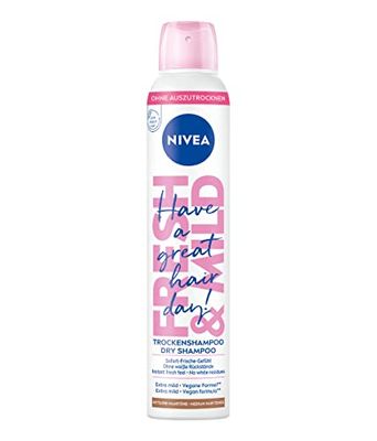 NIVEA Shampoo secco Fresh & Mild (200 ml), shampoo a secco extra delicato spray per capelli medi con piacevole profumo, shampoo per capelli secchi per una freschezza istantanea