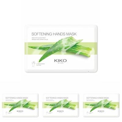 KIKO Milano Softening Hands Mask | Maschere Mani E Unghie In Tessuto Con Estratto Di Aloe (Confezione da 4)