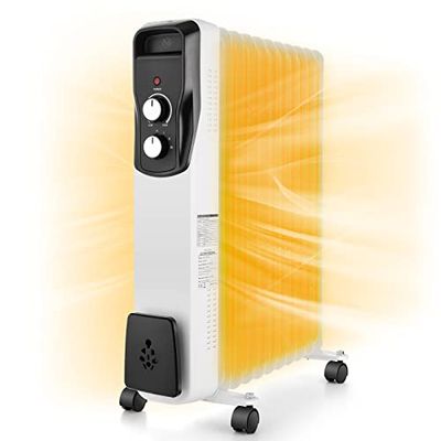 Nictemaw Olieradiator, 2500 W, energiebesparend, elektrische verwarming, olieradiator, radiator met variabele thermostaat en 3 warmtestanden, traploze temperatuurregeling, oververhittingsbeveiliging,