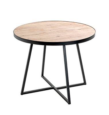 HAKU Möbel Sidobord ek, svart, MDF, metall - Storlek: H 48 cm x Ø 60 cm, Stil: Modern