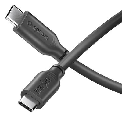 Sonero® USB-C naar USB-C oplaadkabel, mobiele telefoon oplaadkabel, snellaadkabel USB C, USB kabel type C, USB 2.0, 100W PD, zwart, 0,50 m