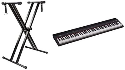 Roland Go-88P, Digital Piano, Tamaño Único, Piano De 88 Notas De Tamaño Estándar + Rockjam Soporte De Teclado Ajustable Con Doble Refuerzo Y Con Correas De Bloqueo