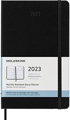 Moleskine Monthly Planner 2023, 12-Month Diary, Monthly Notebook with Hard Cover, XL Size 13 x 21 cm, Colour Black