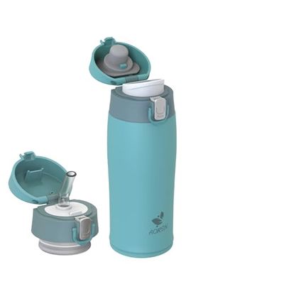 AORIN Drinkfles van roestvrij staal, 18/8-350 ml, lekvrije thermoskan, BPA-vrije sportfles, drinkfles voor kinderen, roestvrij staal, voor sport, school, outdoor