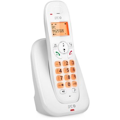 SPC Kairo - Draadloze telefoon, toetsen en display, verlicht, oproepherkenning, gap-compatibiliteit, eco-modus, oproepvergrendeling, handsfree, afsprakenplanner voor 30 contacten - Wit