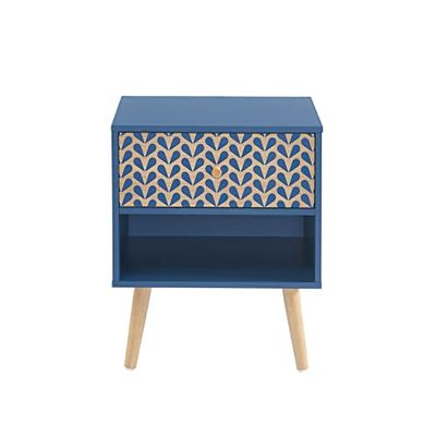 BAÏTA - Nasturtium nattduksbord med bensinblått och ekeffekt 40 cm