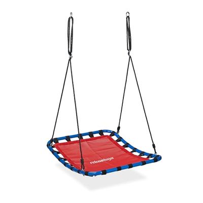 Relaxdays Balançoire nid d’oiseau, enfants et adultes, charge maximum 100 kg, réglable, L x P 76 x 103 cm, jardin, rouge