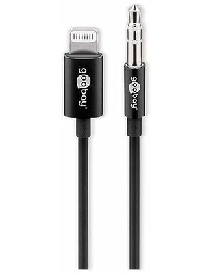 Goobay 66805 Apple Lightning audioaansluitkabel (3,5 mm) 1 m zwart, 1 m - voor het aansluiten van een iPhone/iPad op een audioapparaat via een 3,5 mm jackaansluiting