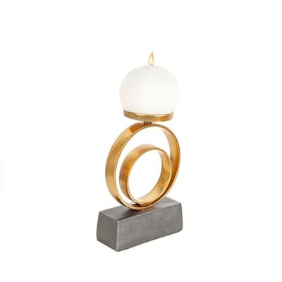 Romimex Black Gold Aluminium Candle Holder 16 x 23 x 7 cm Circle