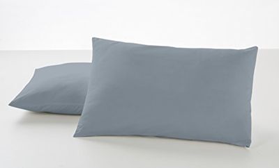 Pack de dos fundas de almohada de algodón peinado color acero - 50x80 cm - 100% algodón - 200 hilos - Cierre en tapa y solapa. Gramage: 125