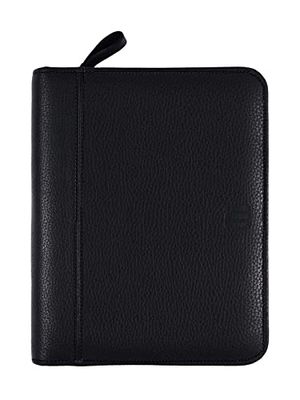 Finocam - Andrea 2026 Open Leather Zipper Organizer Agenda Week to View Vertical January 2026 - December 2026 (12 months) Black Catalan