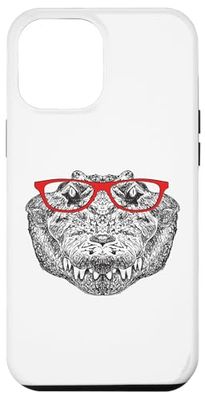 Funny Hipster Red Glasses Art Alligator Crocodile Lover Custodia per iPhone 12 Pro Max