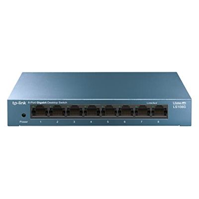 TP-Link LS108G - Switch 8 portas (10/100/1000) Switch Ethernet Gigabit, caixa metálica, ultraleve com super dissipação de calor, economia de energia, silenciosa, sem configuração