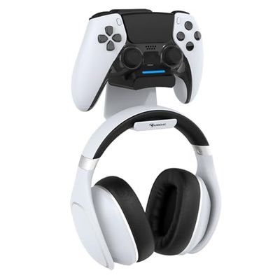 Subsonic Cargador de Mando PS5, estación de Carga compacta para Mando Dualsense con Soporte para Auriculares de Juego