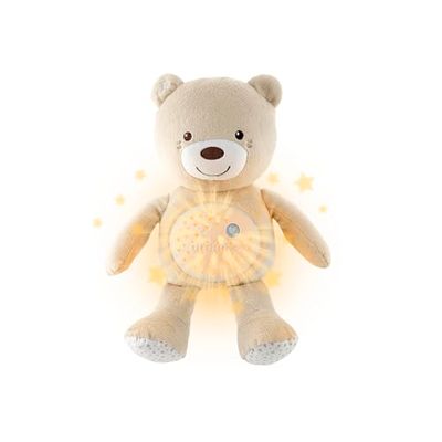 Chicco Baby Bear Oso Primeros Sueños de Peluche, Osito Proyector de Luces con Efectos Luminosos, Melodías Relajantes y Luz de Noche – Peluche para Bebés Recién Nacidos, Color Beige