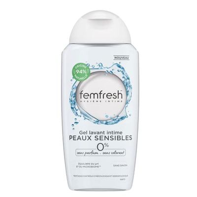 Femfresh - Gel Lavant Intime Peaux Sensibles 0%, aux extraits de Fleur de Lotus & Bambou - 250ml