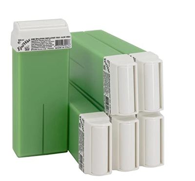 EpilWax Set of 6 Aloe Vera Wax Cartridges for Hair Removal - Large 100 ml Roll-on Waxing Refills