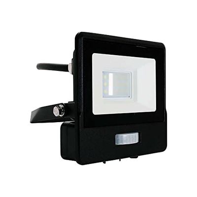 V-TAC Faro LED da Esterno con Chip Samsung 10W con Sensore PIR di Colore Nero Impermeabile con cavo da 1 metro, Luce Bianco Freddo