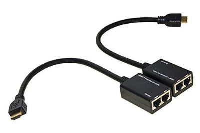 LINK ESTENSORE HDMI TRAMITE 2 CAVI DI RETE CAT 6 FINO A 30 METRI FULL HD, nero
