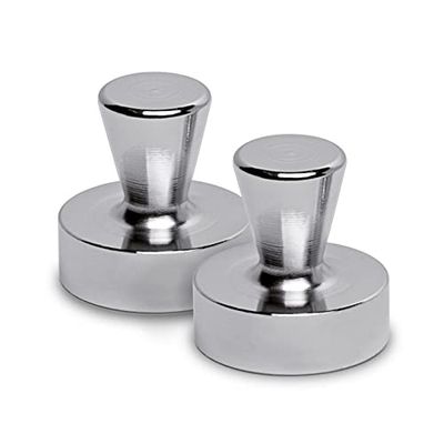 MAUL Neodymium Cone Magnet Diameter 32 x 33 mm (Pack of 2) | Magnets for Magnetic Board, Fridge, Whiteboard | Magnets Strong with 22.0 kg Adhesive Force | Mini Magnets in Practical Design | Silver