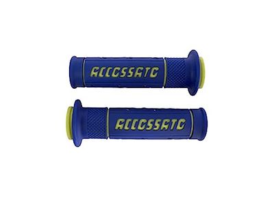 Paire de poignées en Caoutchouc bi-composant Bleu avec Inscription Accossato Jaune pour MV Agusta de 2012 à 2013 (CC 1098)