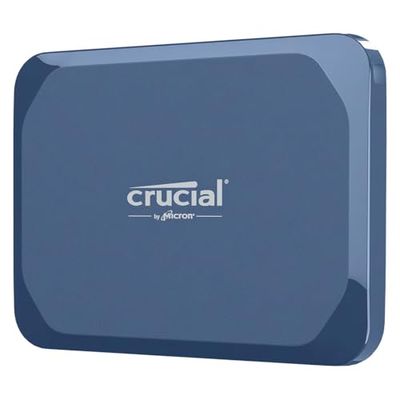 Crucial X10 6To Disque SSD Externe Portable, jusqu’à 2100Mo/s, USB-C 3.2 Gen2, Résistance à la poussière et à l'eau classée IP65, Disque dur Externe, Bleu Mat - CT6000X10SSD9-02