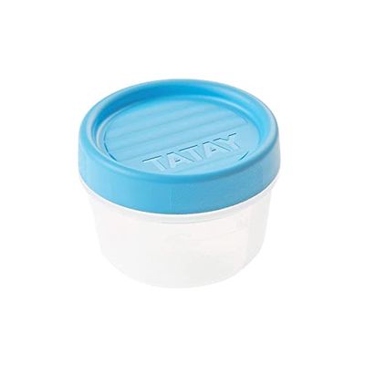 TATAY Boîte Alimentaire, Hermétique, Capacité de 0.2 L, Couvercle à vis, sans BPA, passe au micro-ondes et au lave-vaisselle, Bleue. Dimension: 8,5 x 8,5 x 6 cm