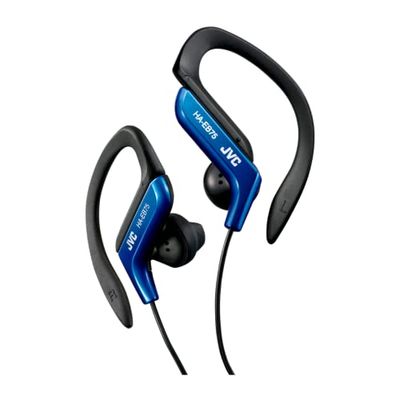 JVC HA-EB75-BN-U Auricolari Sport con Clip Regolabile, Ideali per l'utilizzo in palestra o corsa, Antisudore e Antischizzo (IPX2), Cavo lungo 1,2 m con plug compatibile con iPhone, Blu