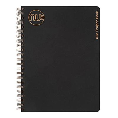 NU A5 Black Wirebound Project Book | 160 Pages, Ruled, Cream Paper | Stationary Notebook | Recycled & FSC-Certified | Stylish & Durable | Kraft Range