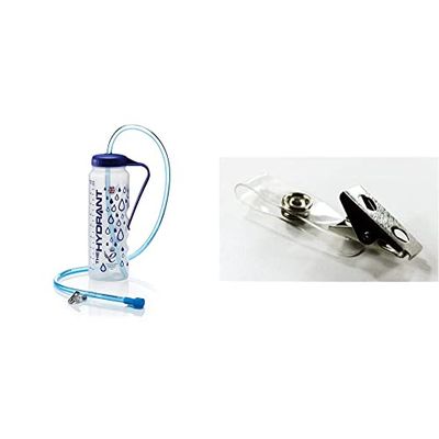 Hydrate for Health The Hydrant 1 L Drinking Bottle with Tube, Latex free (Eligible for VAT Relief in The UK) & NRS Healthcare Spare Clothes Clip for Hydrant Water Bottle