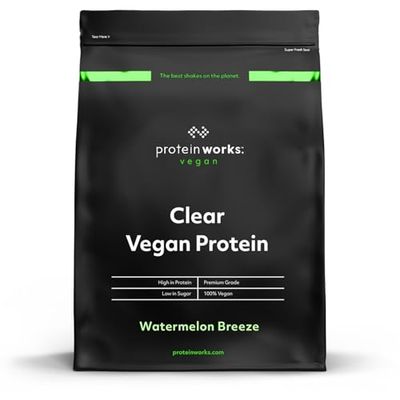 Protein Works - Proteína vegana transparente, bebida refrescante alta en proteínas, 18 batidos, sandía, 270 g