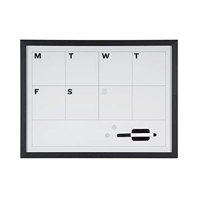 Bi-Office Lavagna Planner Settimanale, Lavagna Magnetica e Cancellabile a Secco, Cornice In Nero, 120 x 90cm