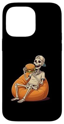 Skeleton Eating Burger Halloween Hamburger Boys Men Kids Case for iPhone 14 Pro Max