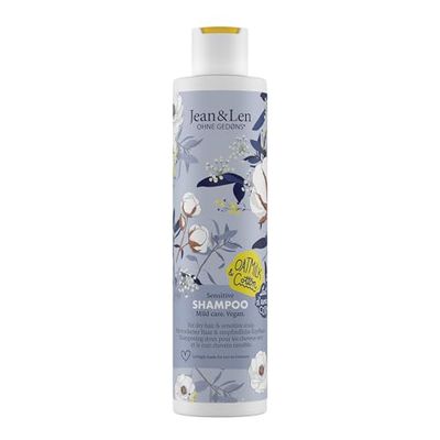 Jean & Len Shampooing Sensitif Lait d'Avoine & Coton, nettoie en douceur et protège contre la casse, pour cheveux secs et cuirs chevelus sensibles, sans parabènes ni silicones, végétalien, 300 ml