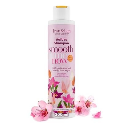 Jean & Len Shampooing reconstituant Amande & Kératine, pour cheveux à la structure abîmée, protège contre la casse et les fourches, shampooing sans silicone ni parabène, vegan, 300 ml