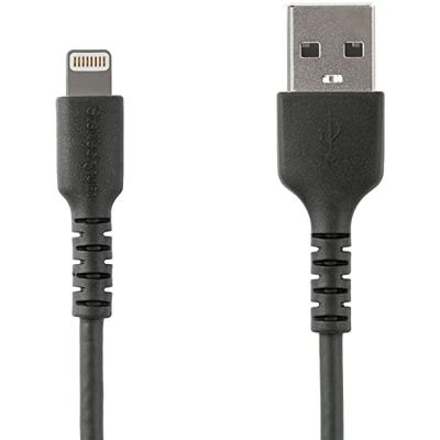 StarTech.com Premium USB-A naar Lightning Kabel 1m Zwart - USB Type A naar Lightning Charge & Sync Oplaadkabel - Verstevigd met Aramide Vezels - Apple MFi Cert. - iPad Air iPhone12 (RUSBLTMM1MB)