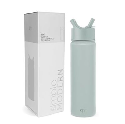 Simple Modern Borraccia Termica con Cannuccia | Bottiglia Acqua in Acciaio Inossidabile Isolato per Sport e Palestra | Summit | 650ml | Sea Glass Sage