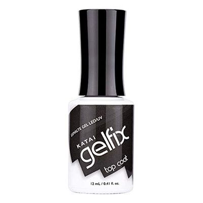 Katai Gelfix: Esmalte Semipermanente en Gel UV LED Top Coat Para Esmalte Semipermanente(12 ml) para Uñas Deslumbrantes. Fácil aplicación. Efecto Manicura Profesional hasta por 21 días.