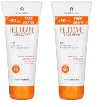 Cantabria Labs Heliocare Advanced Gel Spf 50- Crema Solar Corporal, Textura Gel, Ligera, Rápida Absorción, Sin Efecto Blanqueante, Antioxidante, Todo Tipo De Piel, 250ml (Paquete de 2)