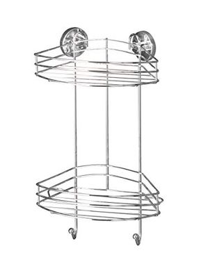 Wenko Vacuum-Loc rinconera 2 repisas - Fijar sin taladrar, Acero, 24.5 x 41 x 16 cm, Cromo