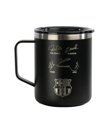 Safta F.C. BARCELONA NAVY BLUE - kubek termiczny, butelka na wodę, stal nierdzewna, podwójna izolacja, gorący napój 12h i zimny napój 24 godziny, 400 ml, 8,4 x 10,7 cm, Granatowy, M, Casual