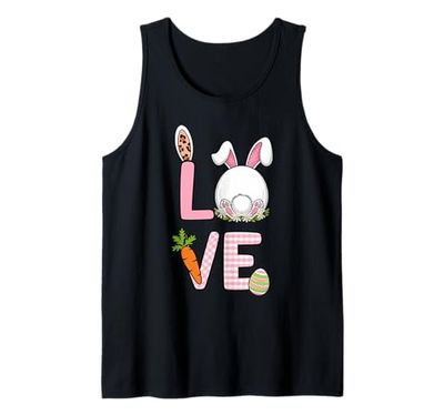 Easter Spring LOVE Bunny Ears, Fluffy Tail Easter Egg Carrot Canotta