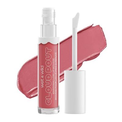 wet n wild, Cloud Pout Marshmallow Lip Mousse, Matte Vloeibare Lipstick, Niet-Drogende en Langhoudende Formule, met Arganolie, Avocado-olie en Vitamine E, Marshmallow Madness