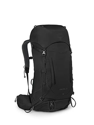 Osprey Kestrel Mochilas de senderismo para hombres - Diseño duradero para cualquier entorno al aire libre - Panel trasero Airscape - Cubierta para lluvia incluida, Black, L/XL, 48 L