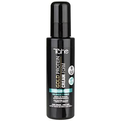 Tahe Gold Protein Crème de Coiffage sans rinçage Anti-Frisottis pour Cheveux Fins, 100 ml