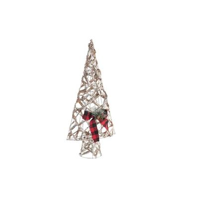 ARBOL LED RATAN 30X11X60 3AA PLATEADO NATURAL
